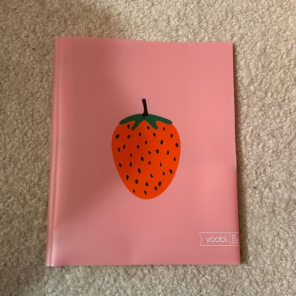 Strawberry yoobi (you buy, yoobi gives) 3-Prong and 2-Pocket Poly Folder